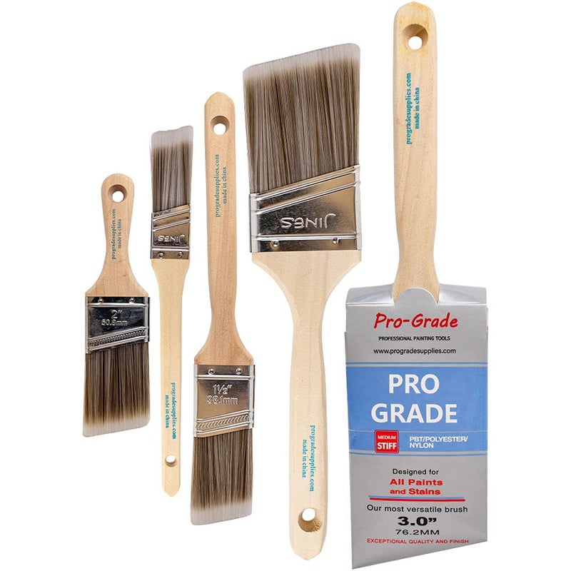 Pro-Grade Pro Grade - Paint Brushes - 5 Pack Variety Angle Paint Brushes - Image 1
